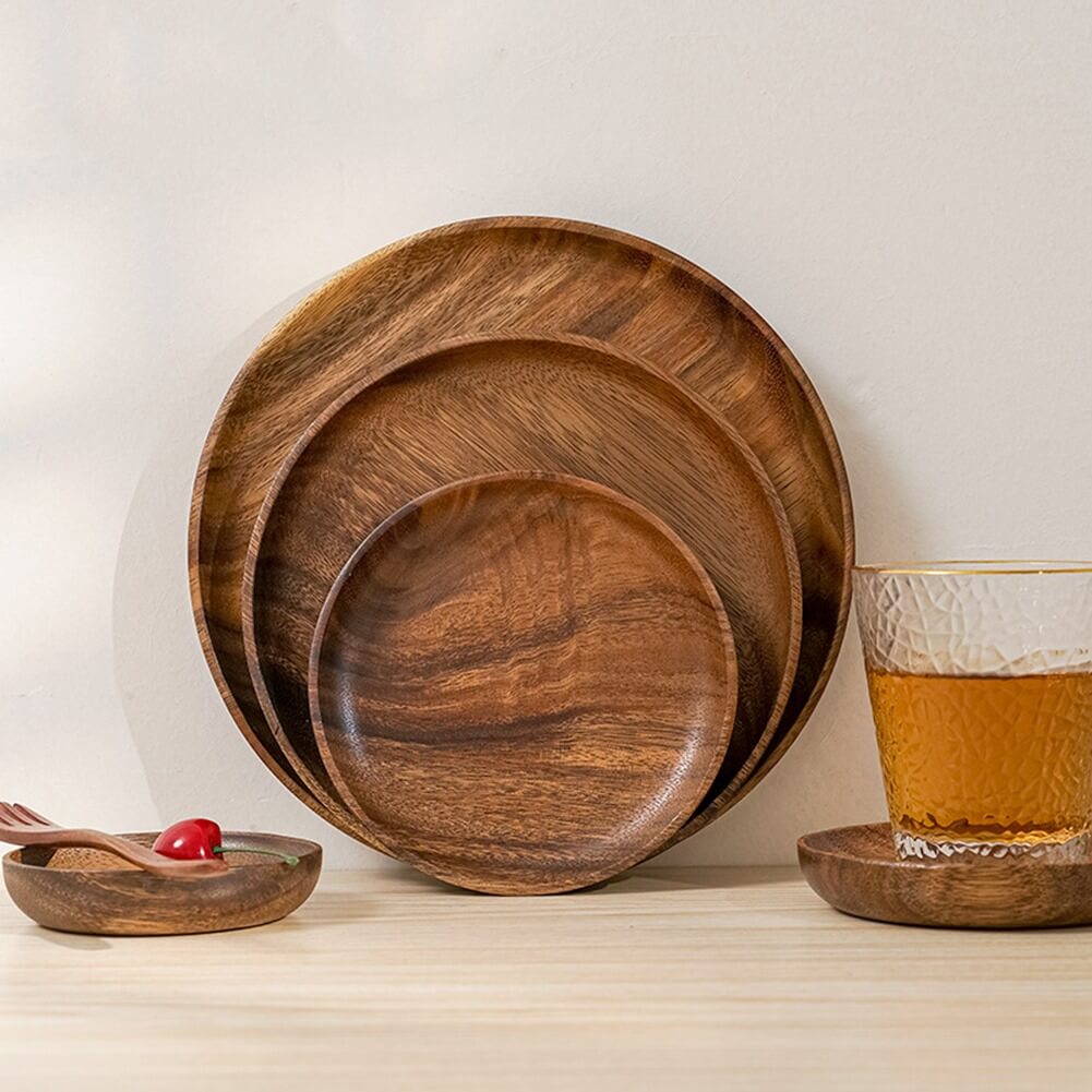 Acacia Wooden Plates 4pcs Set