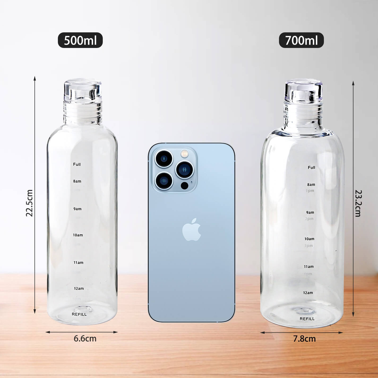 Elia Transparent Water Bottle With Time Marker