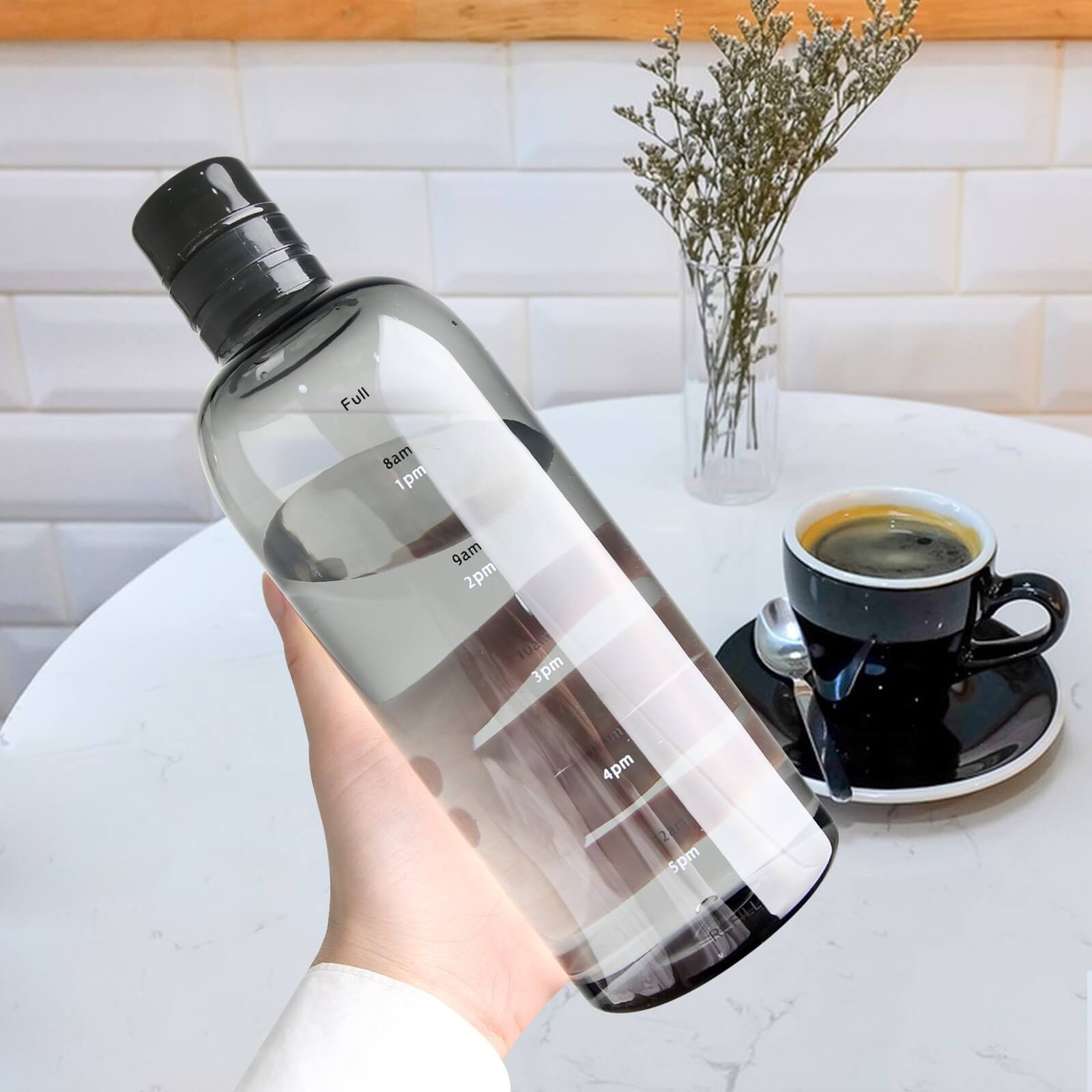 Elia Transparent Water Bottle With Time Marker